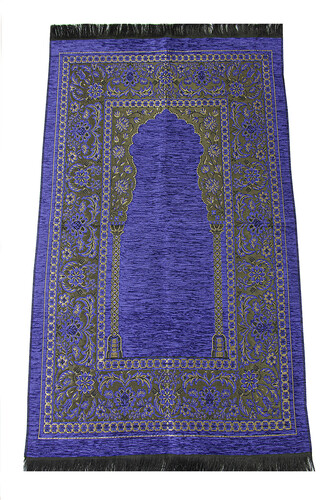 Luxury Mihrab Thick Velvet Prayer Rug Dark Purple - 1