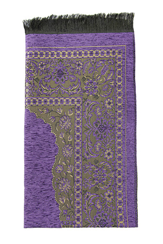 Luxury Mihrab Thick Velvet Prayer Rug Purple - 3