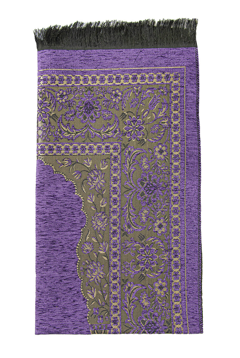 Luxury Mihrab Thick Velvet Prayer Rug Purple - 3