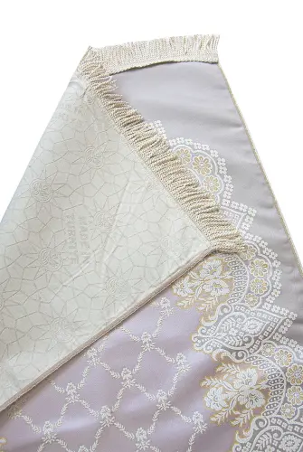 Luxury Patterned Lined Prayer Rug Cream - İhvan (1)
