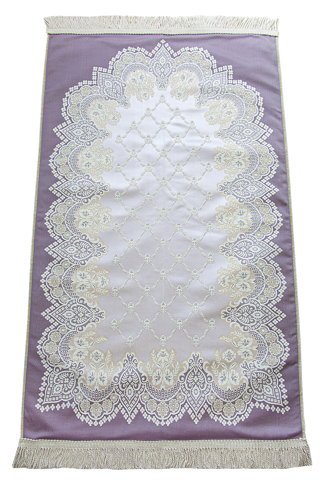 Luxury Patterned Lined Prayer Rug Purple - Thumbnail