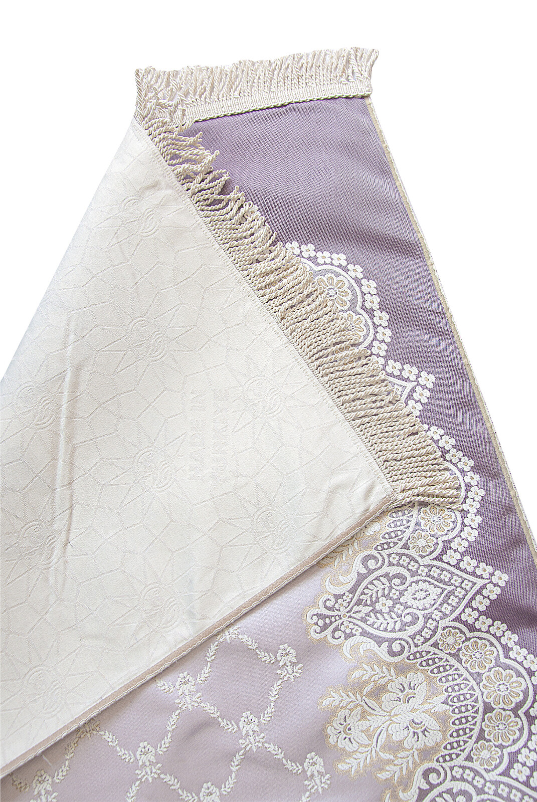 Luxury Patterned Lined Prayer Rug Purple - Thumbnail