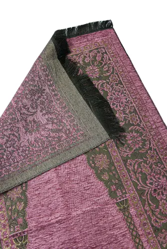 Luxury Thick Chenille Prayer Rug with Mihrab Dark Pink - İhvan (1)