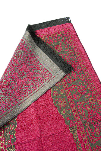 Luxury Thick Chenille Prayer Rug with Mihrab Neon Pink - 2