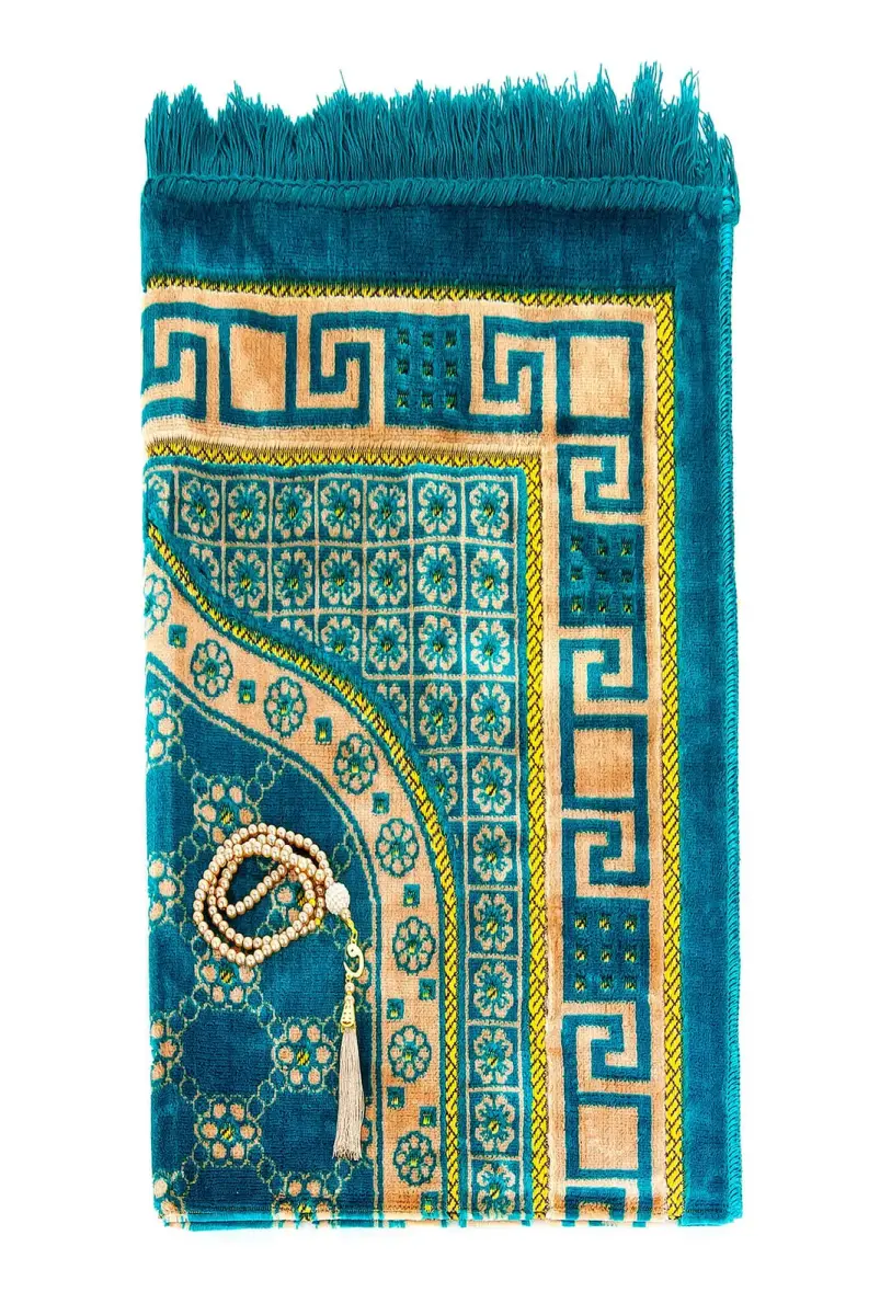 Luxury Velvet Shipinger Prayer Rug Rosary Gift Oil Color - 2