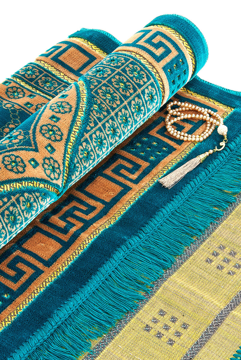 Luxury Velvet Shipinger Prayer Rug Rosary Gift Oil Color - 3