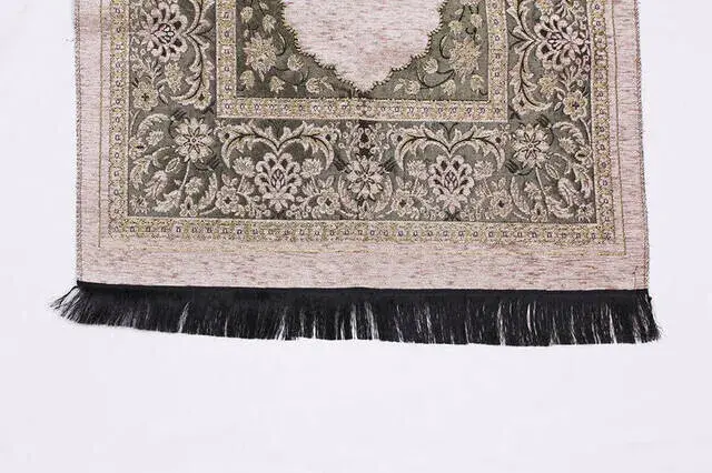 Luxury Mihrab Thick Chenille Prayer Rug - 0230 - Cream Color - 3