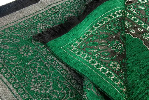 Luxury Mihrab Thick Chenille Prayer Rug Green - İhvan (1)