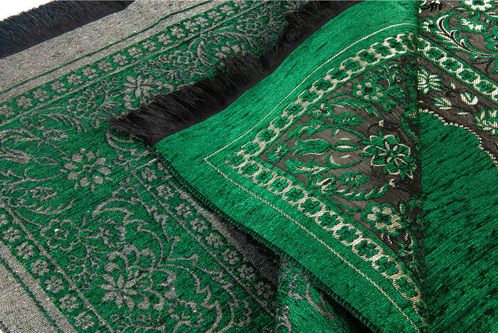 Luxury Mihrab Thick Chenille Prayer Rug Green - 2