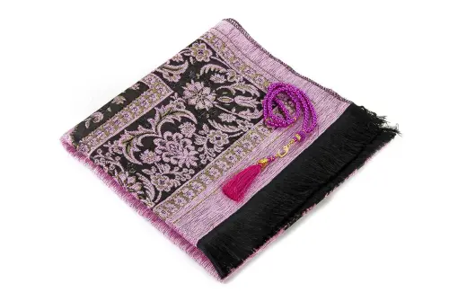 Luxury Mihrab Thick Chenille Prayer Rug Pink - İhvan (1)