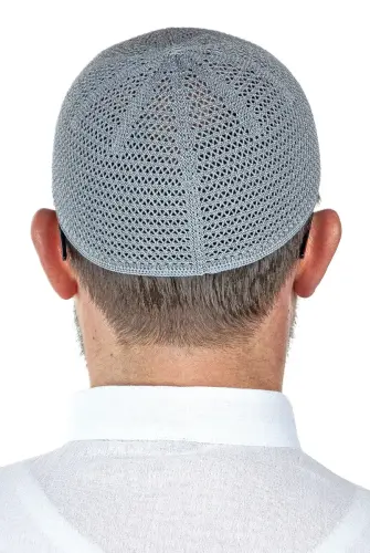 Luxury Steel Knitted Prayer Cap Gray 1 Piece - 3