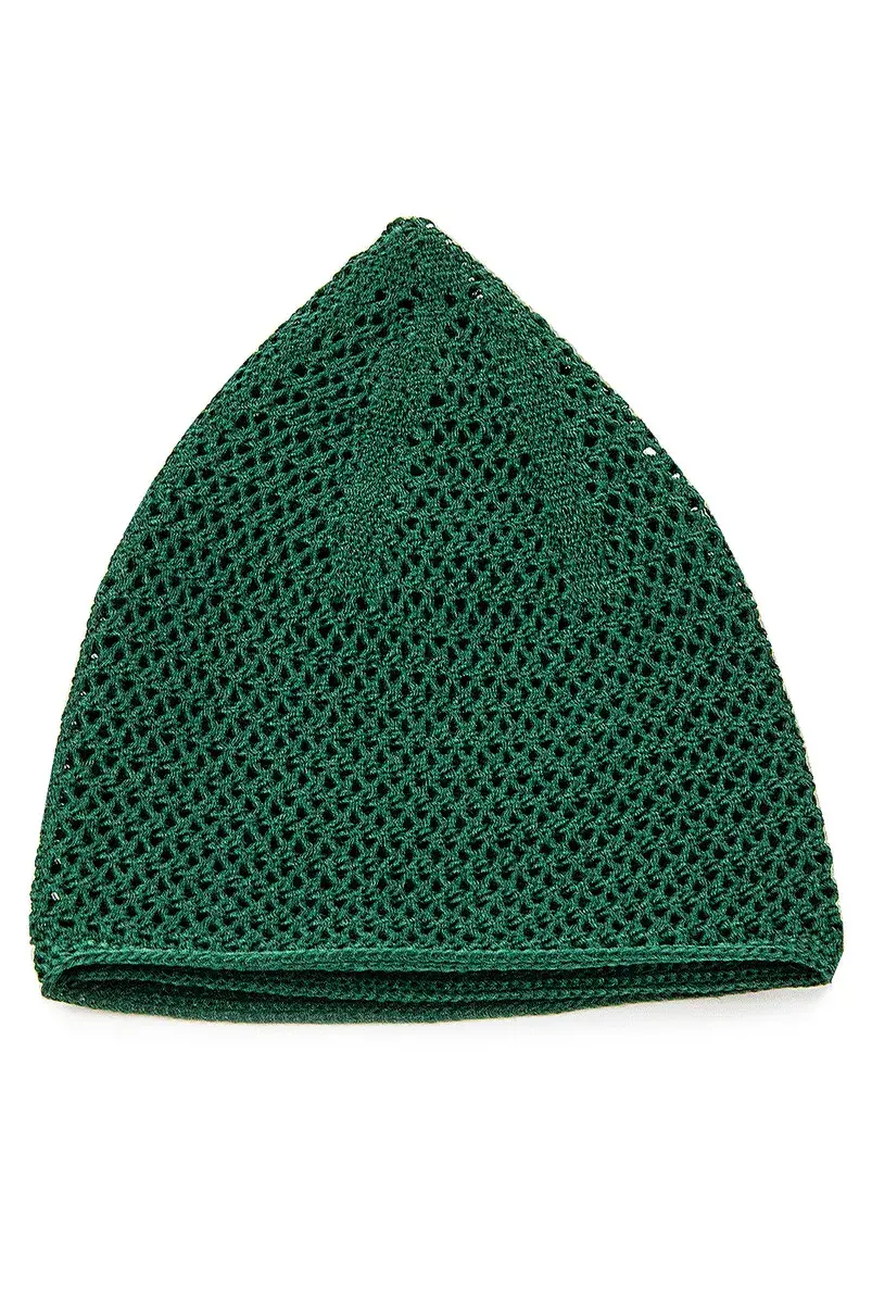 Luxury Steel Knitted Prayer Cap Green 1 Piece - 4