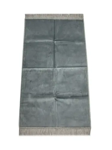 Luxury Untidy Velvet Velvet Prayer Rug - Gray - 1
