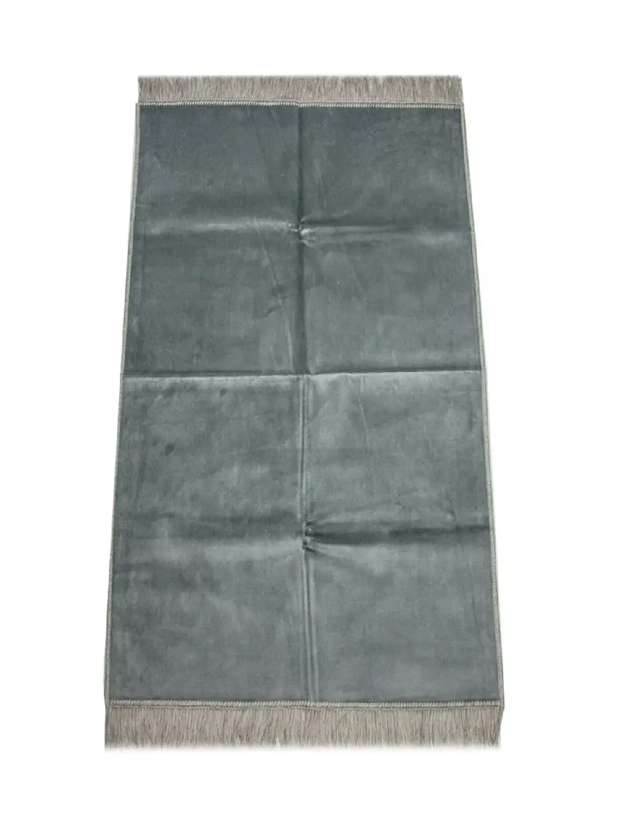 Luxury Untidy Velvet Velvet Prayer Rug - Gray - 1