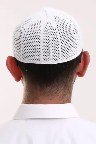 Machine Knitted Lycra Lace Prayer Skullcap - 7