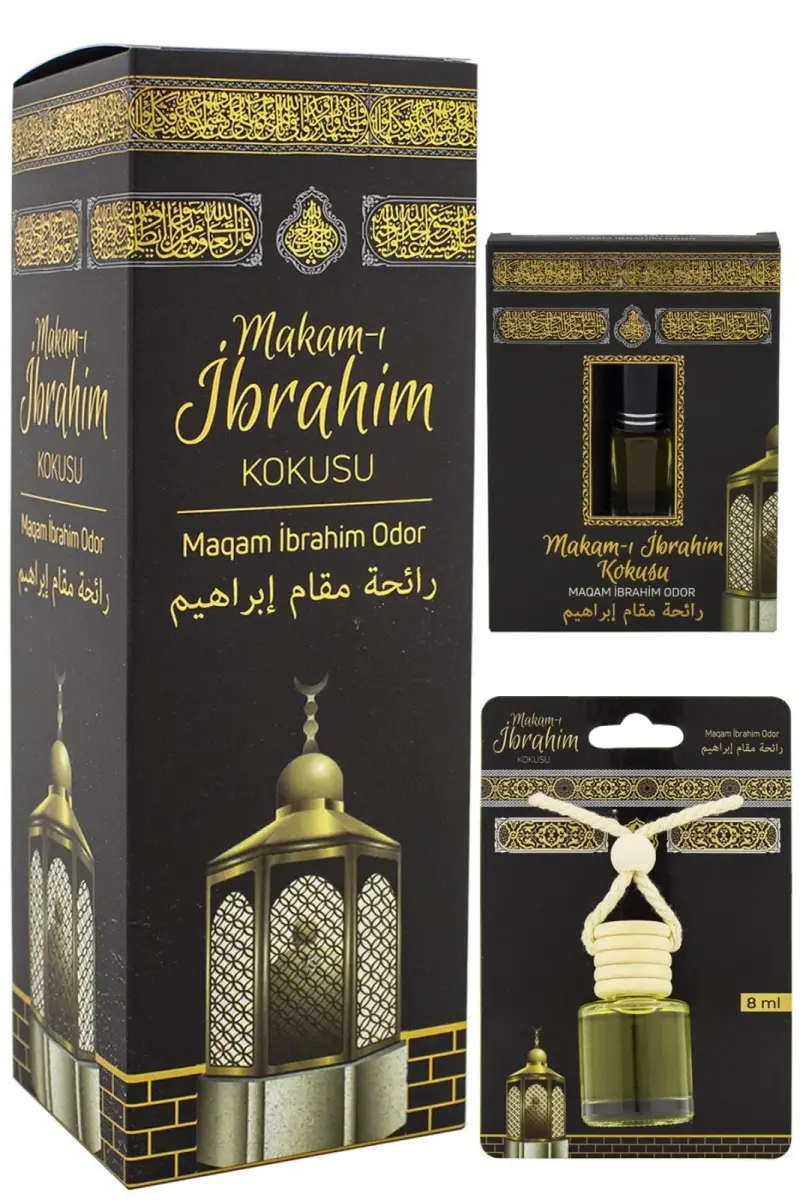Makamı İbrahim Kokusu 400ml Sprey Ve Makamı İbrahim Kokusu 8 Ml Araba Kokusu Cam Şişe Ve Makamı İbrahim Alkolsüz Esans 3Ml - 1