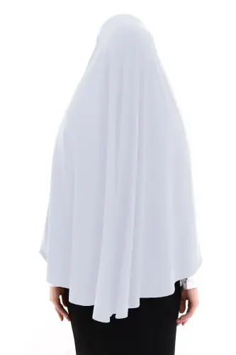 Malezya Model Pratik Çarşaf Üstü Kolsuz Tesettür Sufle Eşarp Beyaz - 3