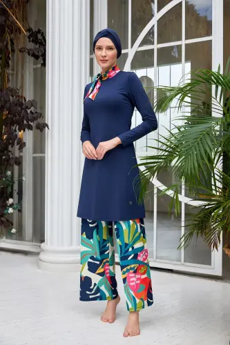 Maresiva Hana Uzun Kollu Tam Kapalı Tesettür Mayo 2114-25 Koyu Lacivert - 1