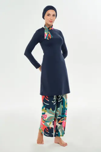 Maresiva Hana Uzun Kollu Tam Kapalı Tesettür Mayo 2114-25 Koyu Lacivert - 3