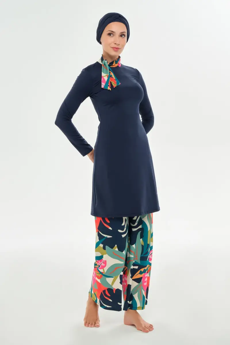 Maresiva Hana Uzun Kollu Tam Kapalı Tesettür Mayo 2114-25 Koyu Lacivert - 3