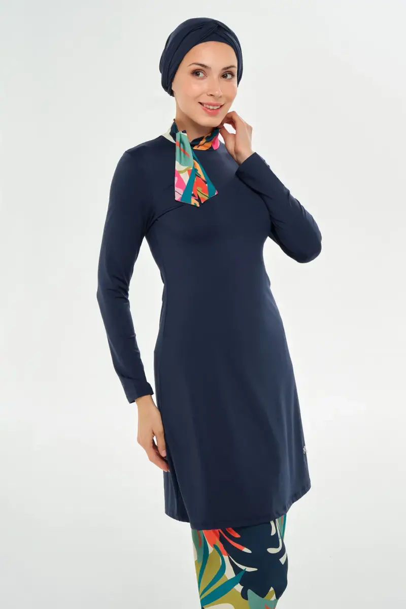 Maresiva Hana Uzun Kollu Tam Kapalı Tesettür Mayo 2114-25 Koyu Lacivert - 5