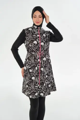 Maresiva Jileli Uzun Kollu Tam Kapalı Tesettür Mayo 2306-25 Siyah - Maresiva (1)