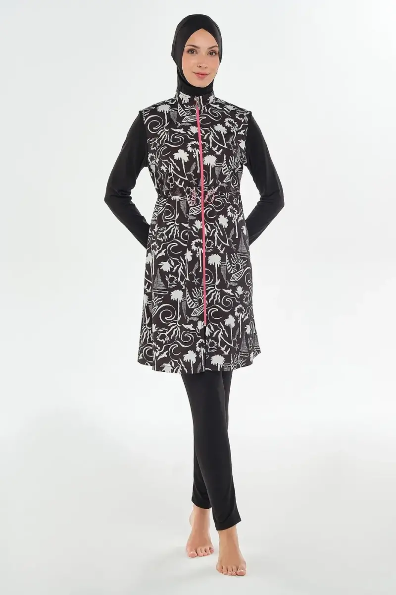 Maresiva Jileli Uzun Kollu Tam Kapalı Tesettür Mayo 2306-25 Siyah - 3