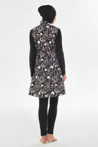 Maresiva Jileli Uzun Kollu Tam Kapalı Tesettür Mayo 2306-25 Siyah - 4