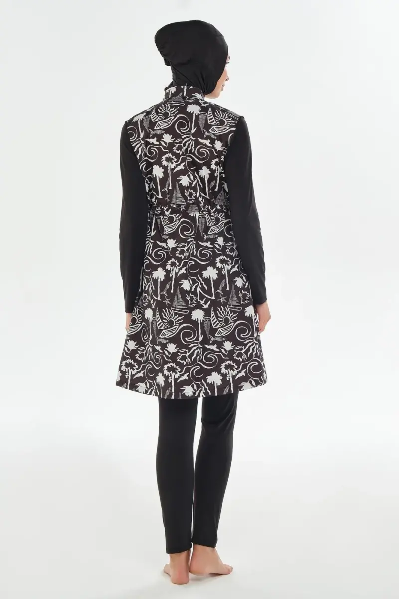 Maresiva Jileli Uzun Kollu Tam Kapalı Tesettür Mayo 2306-25 Siyah - 4