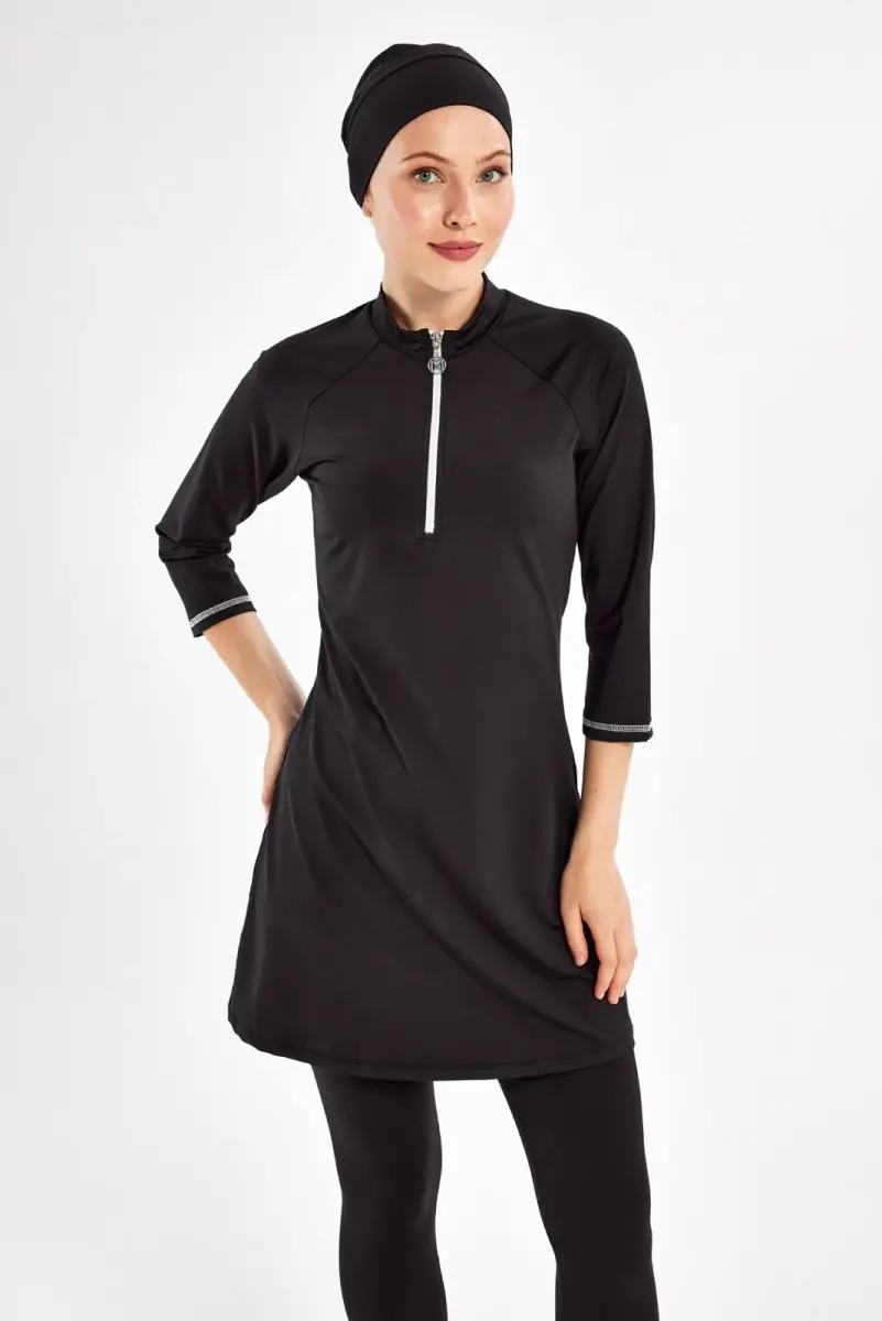 Maresiva Julya Yarım Kollu Havuz Tesettür Mayo 2600-25 Siyah - 4