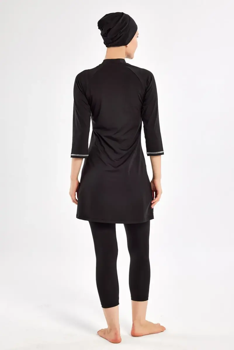 Maresiva Julya Yarım Kollu Havuz Tesettür Mayo 2600-25 Siyah - 6