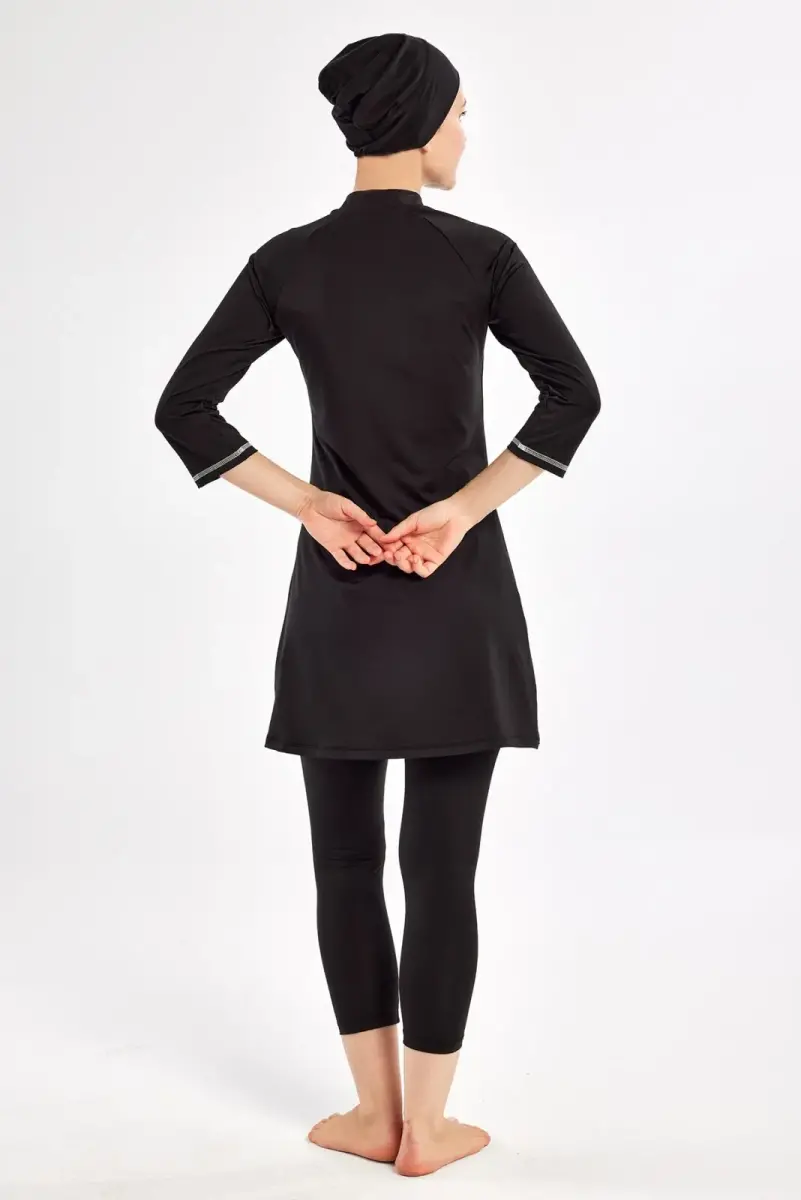 Maresiva Julya Yarım Kollu Havuz Tesettür Mayo 2600-25 Siyah - 7