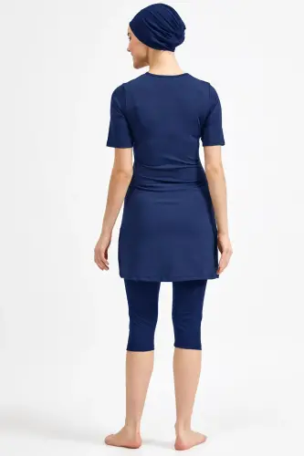 Maresiva Koyu Lacivert Likralı Kısa Kol Tesettür Mayo - Maresiva (1)