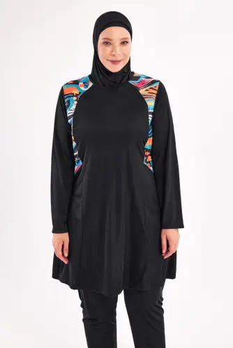 Maresiva Milan Uzun Kollu Büyük Beden Tam Kapalı Tesettür Mayo 3802-25 Siyah - Maresiva (1)
