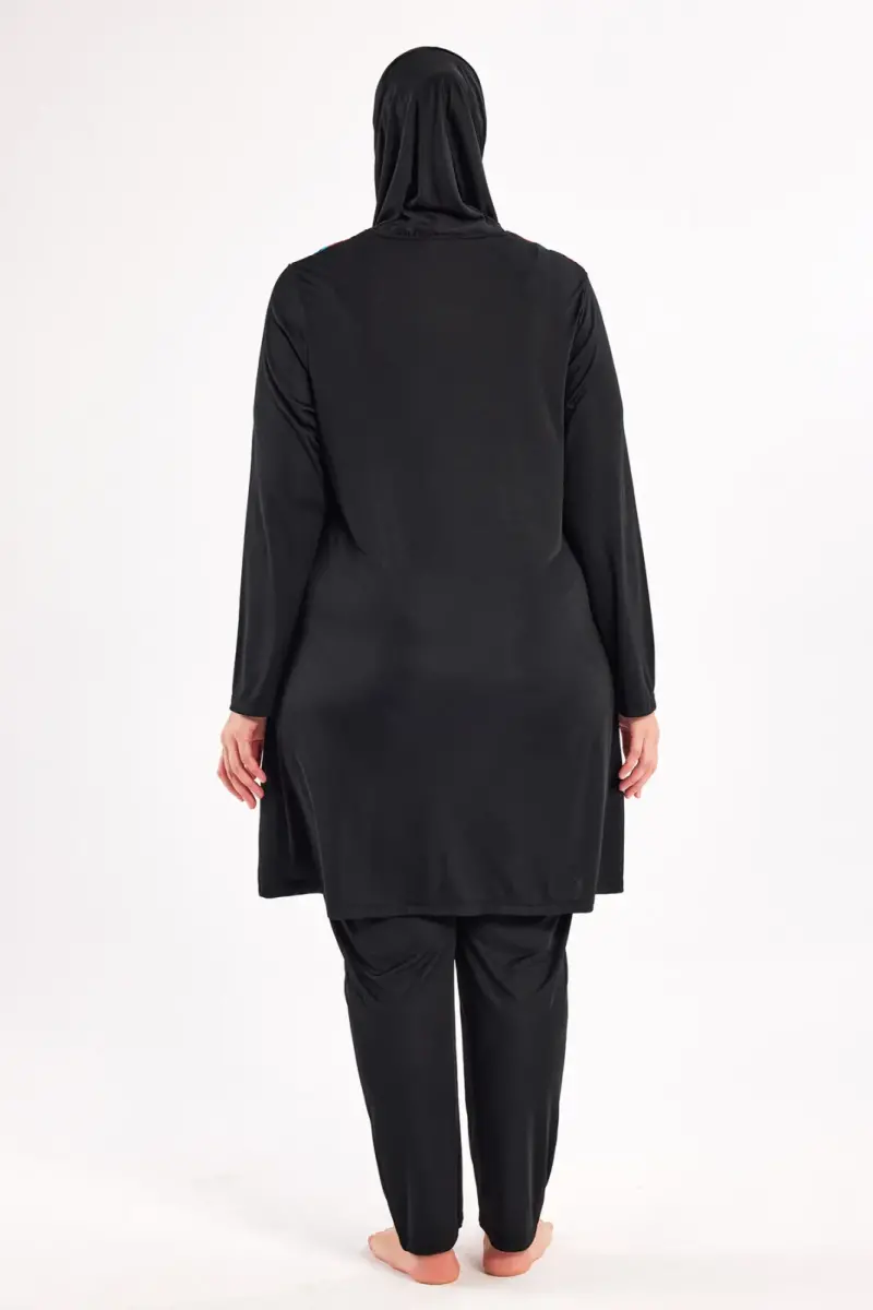 Maresiva Milan Uzun Kollu Büyük Beden Tam Kapalı Tesettür Mayo 3802-25 Siyah - 4