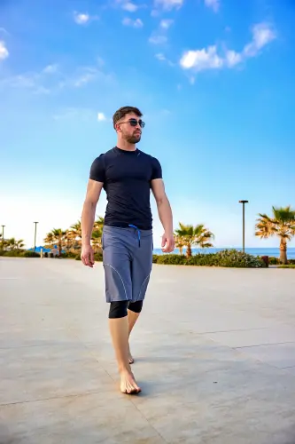 Marina Erkek Tesettür Havuz ve Deniz Şortu Su İtici Hızlı Kuruyan İç Taytlı Mayo Füme - S2501-1 