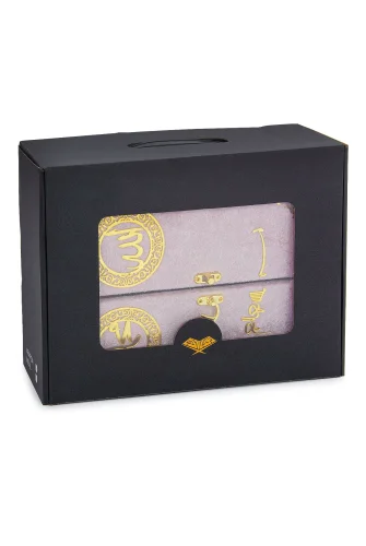 Masa Üstü Çift Kapaklı Kadife Kaplı Sandıklı Kuran Seti - Pembe - 8