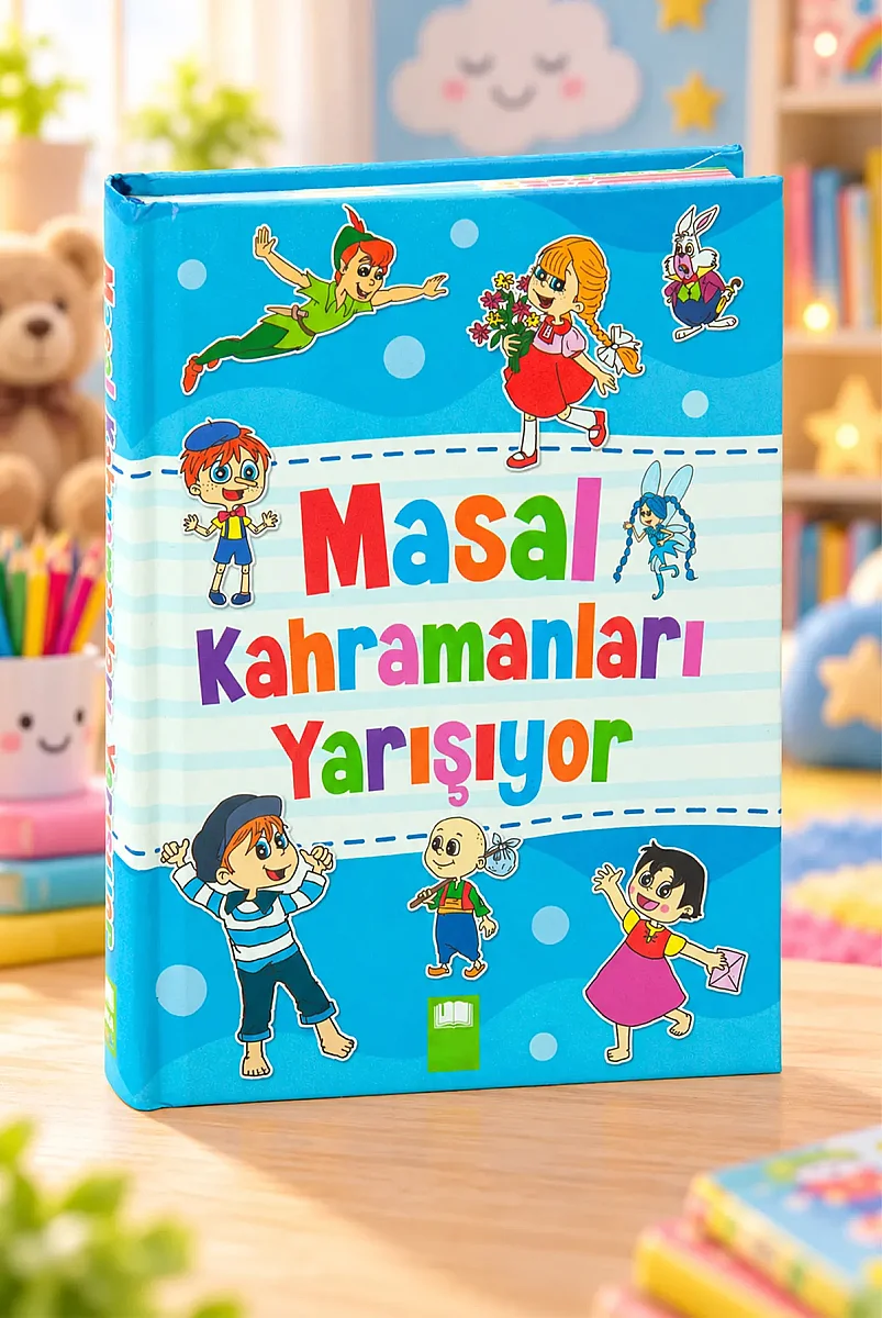 Masal Kahramanları Yarışıyor - Ciltli Çocuk Masal Kitabı (12.5x16.5 cm) - 1