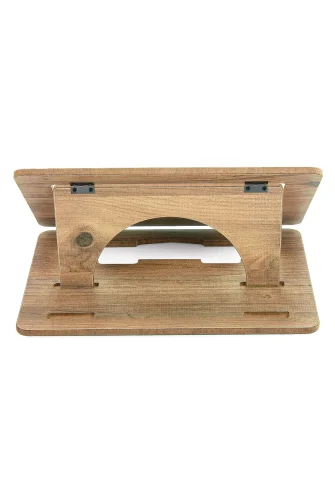 Masaüstü Kademeli Ayarlanabilir Allah Yazılı Sayfa Tutucu Aparatlı Ahşap Rahle, Katlanabilir Tablet Standı - 5