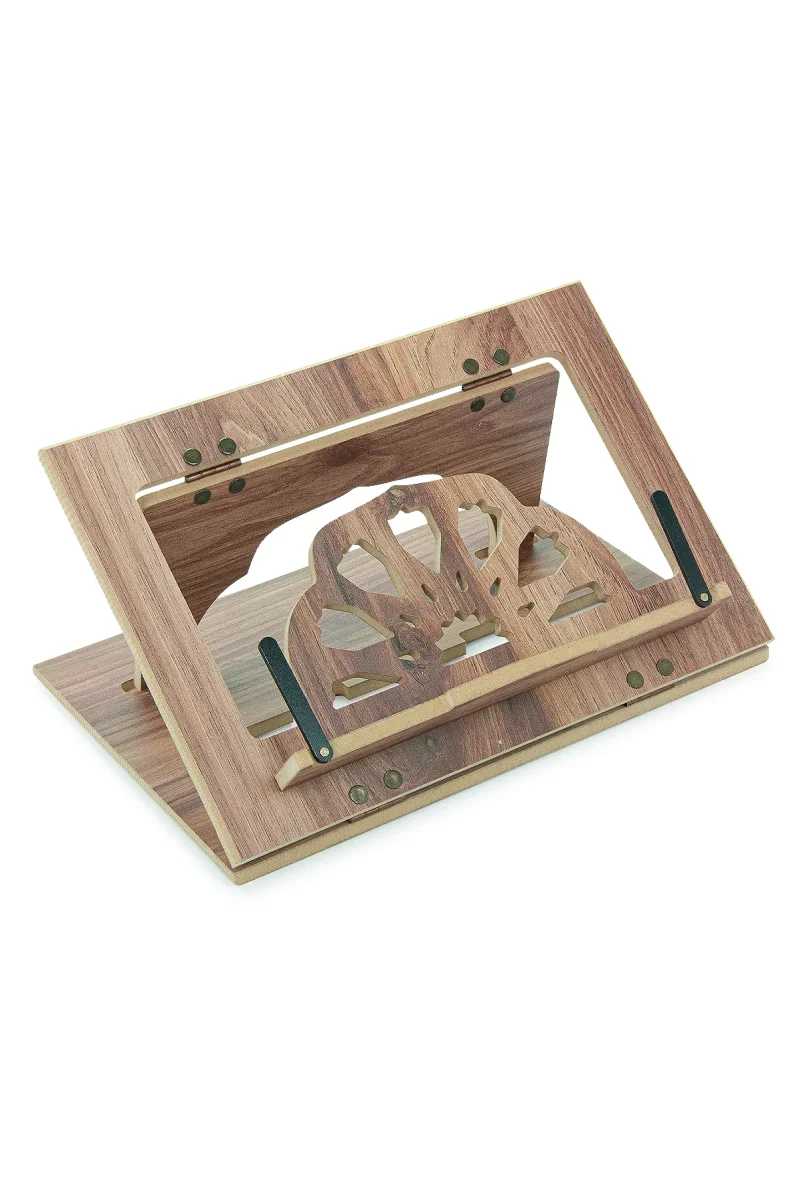 Masaüstü Kademeli Ayarlanabilir Sayfa Tutucu Aparatlı Ahşap Rahle, Katlanabilir Tablet Standı - 3