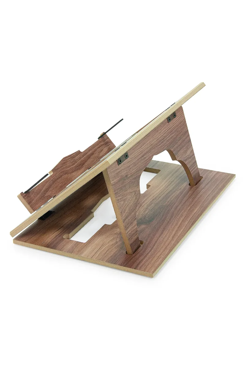 Masaüstü Kademeli Ayarlanabilir Sayfa Tutucu Aparatlı Ahşap Rahle, Katlanabilir Tablet Standı - 5