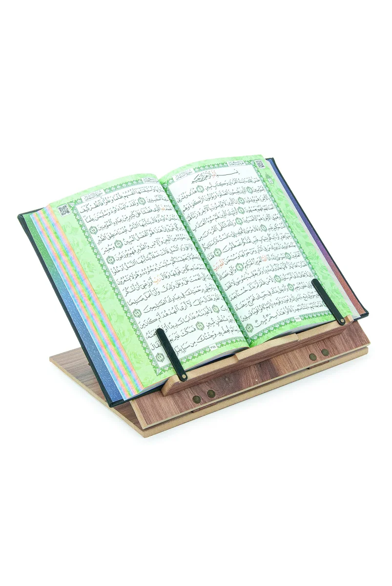 Masaüstü Kademeli Ayarlanabilir Sayfa Tutucu Aparatlı Ahşap Rahle, Katlanabilir Tablet Standı - 7