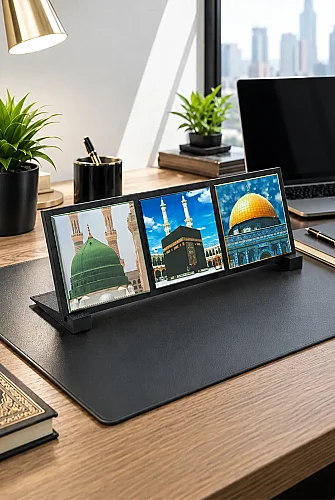 Masaüstü Standlı Kâbe Mescid-i Nebevi ve Mescid-i Aksa 3’lü Magnet Seti – Hac Umre Hediyeliği - 1