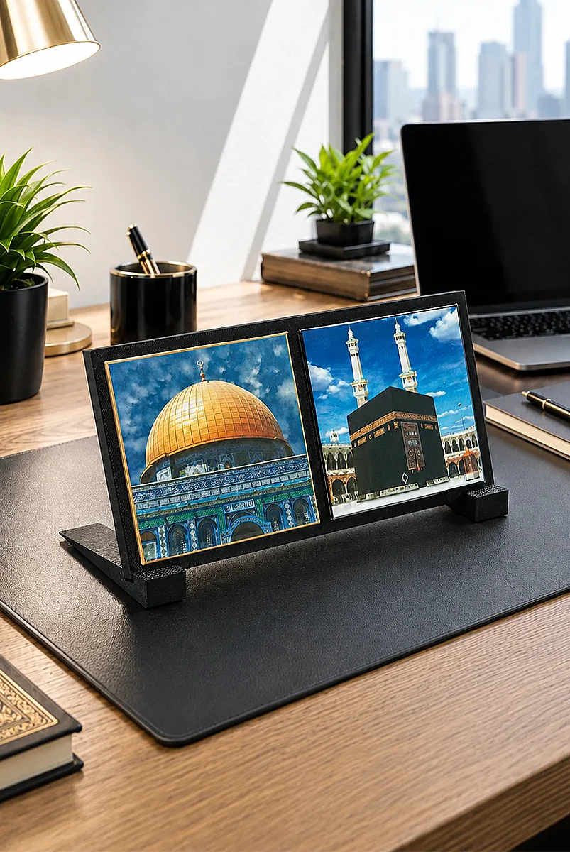 Masaüstü Standlı Kabe ve Mescid-i Aksa Magnet Seti - Hac Umre Hediyelik Dekoratif Süs - 1