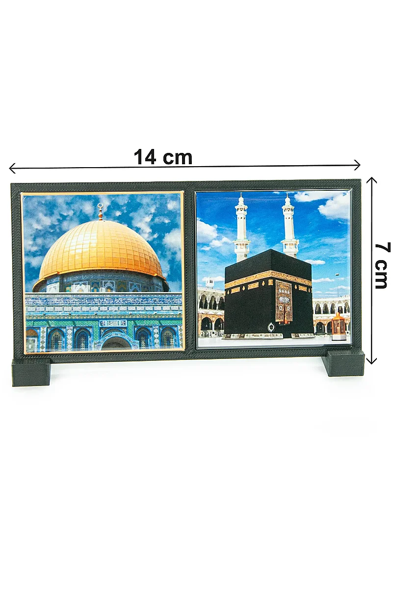 Masaüstü Standlı Kabe ve Mescid-i Aksa Magnet Seti - Hac Umre Hediyelik Dekoratif Süs - 5