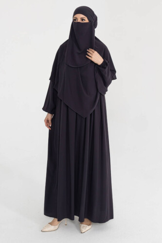 Medine İpeği 3 Parça Hac Umre Ferace Takımı 5003 - Antrasit - ihvanonline