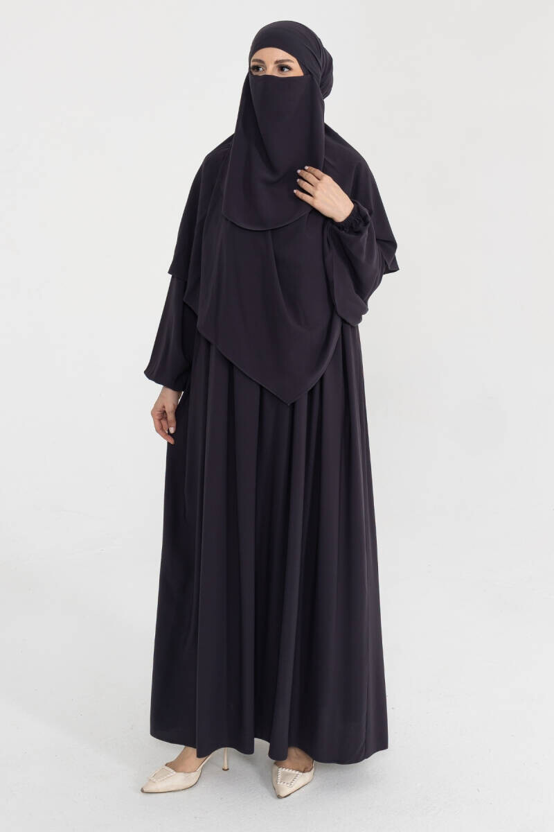 Medine İpeği 3 Parça Hac Umre Ferace Takımı 5003 - Antrasit - 1