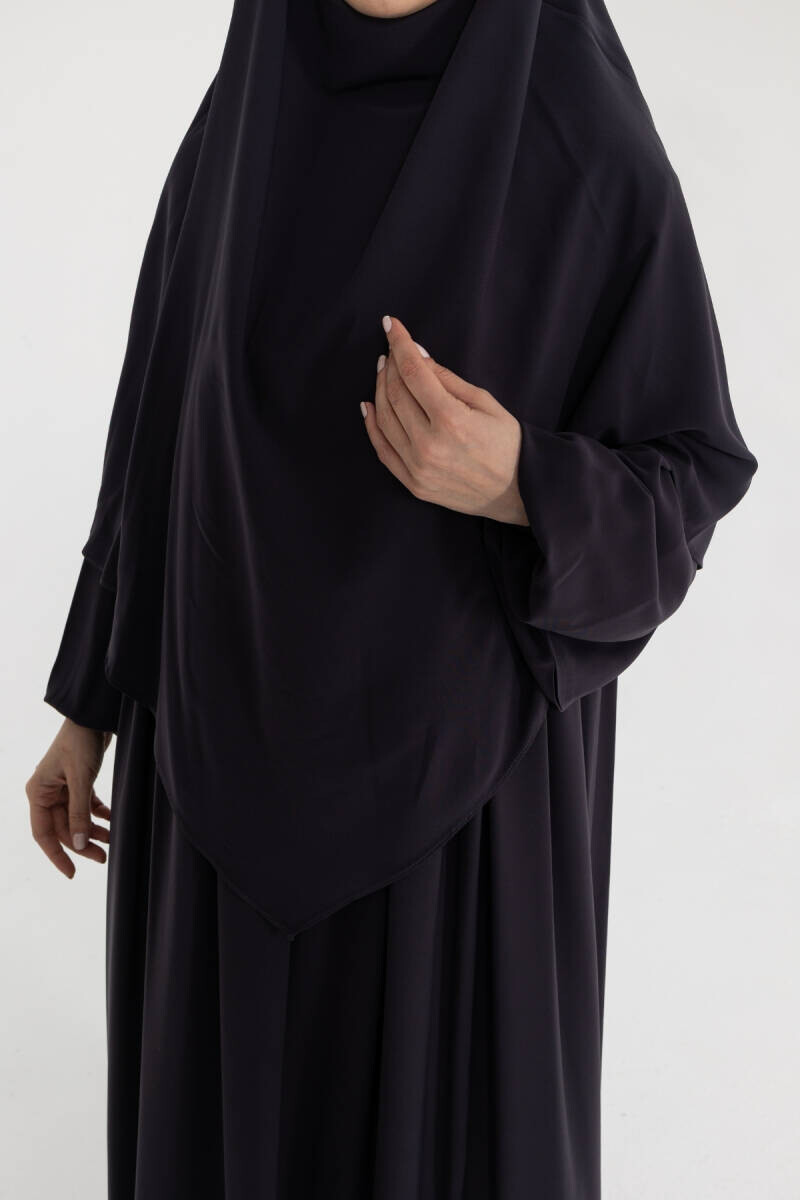 Medine İpeği 3 Parça Hac Umre Ferace Takımı 5003 - Antrasit - 2