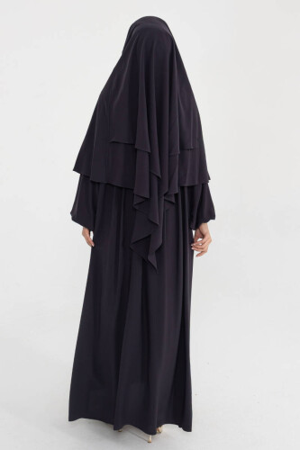 Medine İpeği 3 Parça Hac Umre Ferace Takımı 5003 - Antrasit - 4