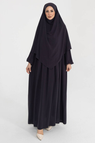 Medine İpeği 3 Parça Hac Umre Ferace Takımı 5003 - Antrasit - 5